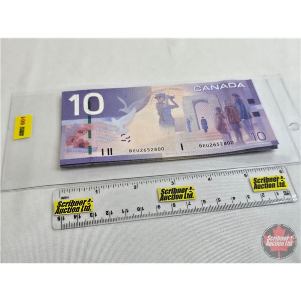 Canada $10 Bills 2005 (21 Consecutive) : Jenkins/Dodge #BEU2652800-2820 (See Pics for Varieties, Con