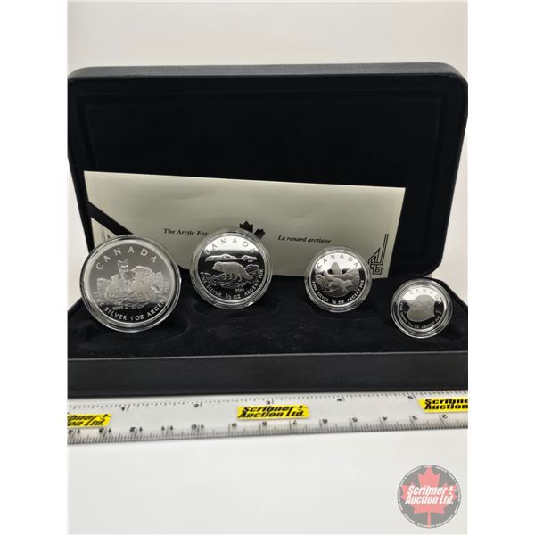 RCM Canada 2004 Fine Silver 4-Coin Set : The Arctic Fox One Ounce ; 1/2 Ounce 1/4 Ounce; 1/10 Ounce 