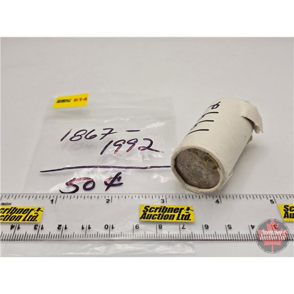 Canada Fifty Cent Roll 1867-1992 (NOTE: Rolls not opened by the Auction Company, so quantity and con
