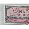 Image 2 : Canada $1000 Bill 1954 : Lawson/Bouey #AK0432802 (See Lot #627 : Close Serial Number) (See Pics for 