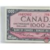 Image 2 : Canada $1000 Bill 1954 : Lawson/Bouey #AK0432805 (See Lot #626 : Close Serial Number) (See Pics for 