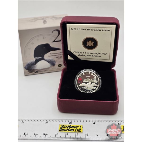 RCM Canada 2012 : $1 Fine Silver Lucky Loonie : Celebrating 25 Years of Canada's Lucky Loonie (COA #