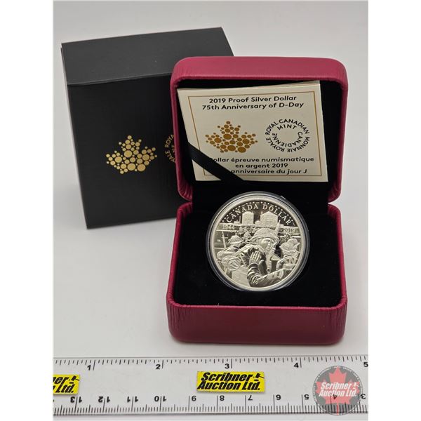 RCM Canada 2019 Proof Silver Dollar : 75th Anniversary of D-Day (COA #06584 : 99.99%) (GST Exempt)
