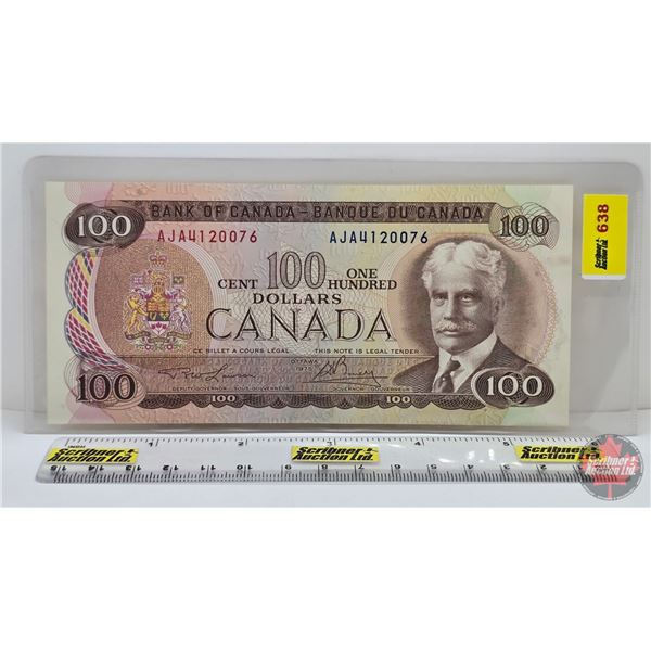 Canada $100 Bill 1975 : Lawson/Bouey #AJA4120076 (See Pics for Varieties, Conditions, Serial Numbers