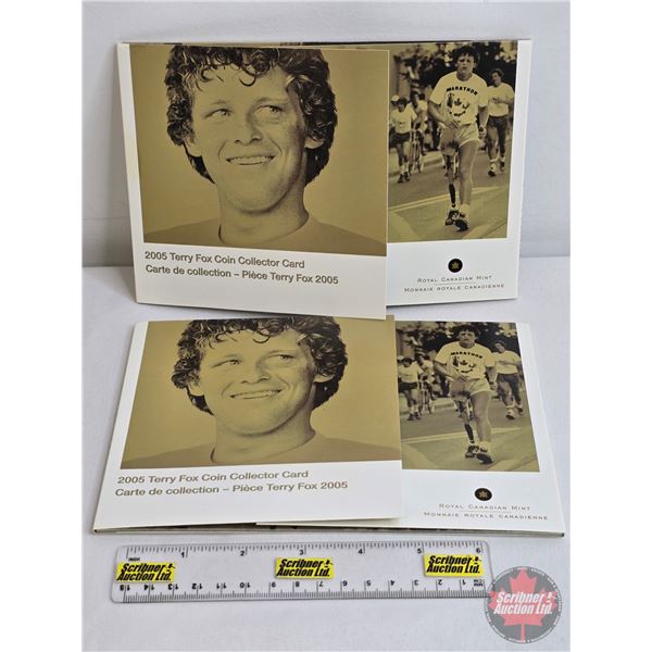 Terry Fox Coin Collector Cards with Circ Coins 2005 (2 Cards : 4 Coins) (Five Cent & Ten Cent)