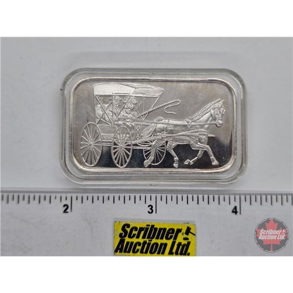 Silver Bullion Bar : Horse & Carriage (Fine Silver .999 : One Ounce) (GST Exempt)