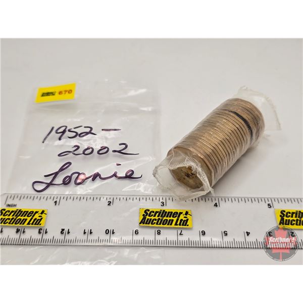 Canada $1 Loonie Roll 1952-2002 (Original Roll) (NOTE: Rolls not opened by the Auction Company, so q