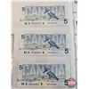 Image 3 : Canada $5 Bills 1986 (7) : - Thiessen/Crow #FOF6805122 - Thiessen/Crow #GNA1313629 - Thiessen/Crow #