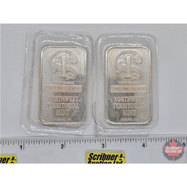 Silver Bullion Bars (2) : Northwest Territorial Mint   (Fine Silver .999 : One Ounce) (GST Exempt)