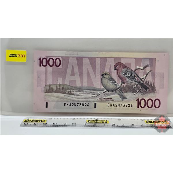 Canada $1000 Bill 1986 : Bonin/Thiessen #EKA2473826 (Note: Lot 735; 736 ; 738 ; 739 Sequential Seria