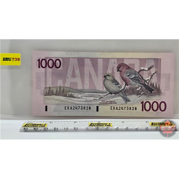 Canada $1000 Bill 1986 : Bonin/Thiessen #EKA2473828 (Note: Lot 735; 736 ; 737; 738 Sequential Serial
