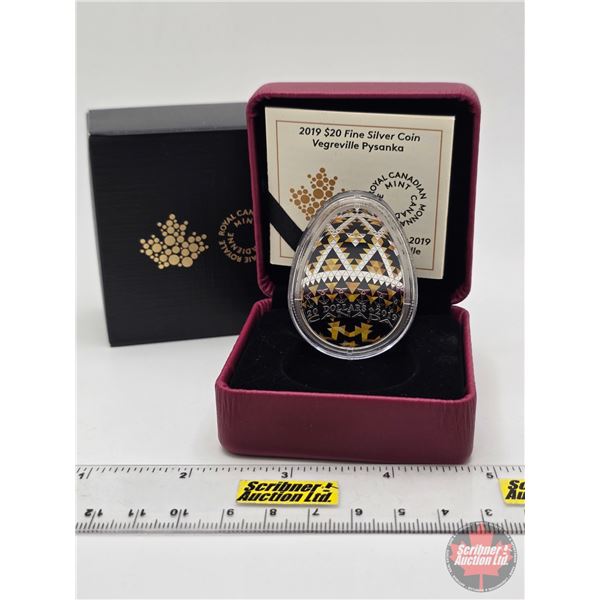 RCM Canada 2019 : $20 Fine Silver Coin : Vegreville Pysanka (COA #0506/5000) (99.99%) (GST Exempt)