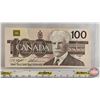 Image 4 : Canada $100 Bills (3): - Beattie/Rasminsky #BJ3357151 - Lawson/Bouey #AJA6333470 - Knight/Thiessen #