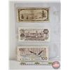 Image 5 : Canada $100 Bills (3): - Beattie/Rasminsky #BJ3357151 - Lawson/Bouey #AJA6333470 - Knight/Thiessen #