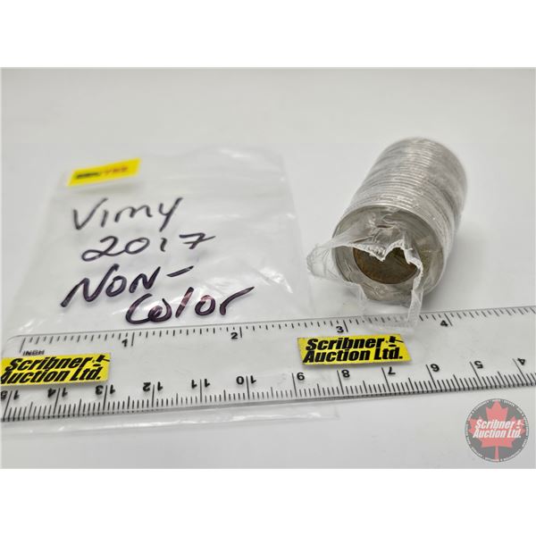 Canada $2 Toonie Roll : 2017 VIMY : Non-Color (Original Roll) (NOTE: Rolls not opened by the Auction