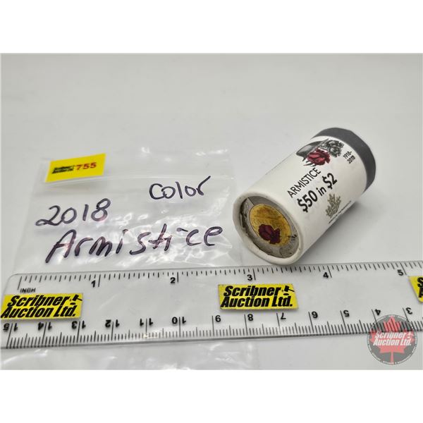Canada $2 Toonie Roll : 2018 ARMISTICE : Color (Original Roll) (NOTE: Rolls not opened by the Auctio