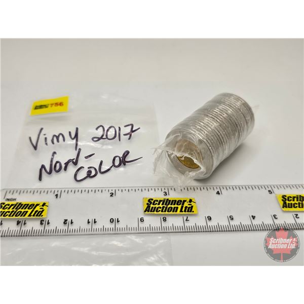 Canada $2 Toonie Roll : 2017 VIMY : Non-Color (Original Roll) (NOTE: Rolls not opened by the Auction