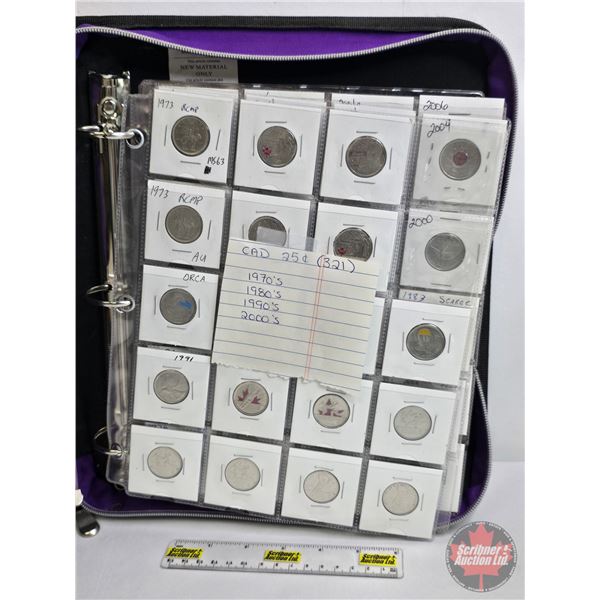 Canada Twenty Five Cent Collection (321 Coins) : Variety : 1970's - 1980's - 1990's - 2000's (Interm