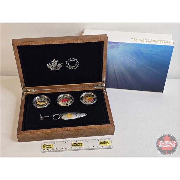 RCM Canada 2016 $20 Fine Silver Coins : Canadian Salmonids with Display Case & Len Thompson Spoon - 