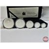 Image 3 : RCM Canada 2004 Fine Silver 5-Coin Set : Privy Mark Set One Ounce ; 1/2 Ounce 1/4 Ounce; 1/10 Ounce;