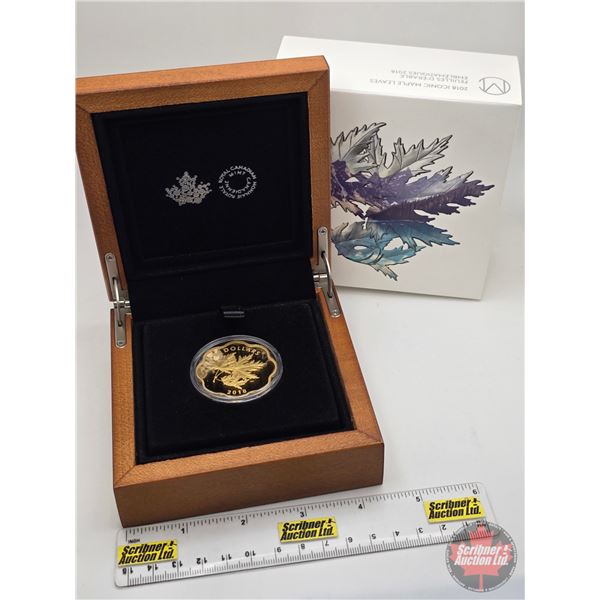 RCM Canada 2018 $20 Fine Silver Coin : Iconic Maple Leaves in Wood Display Case (COA #4824 : 99.99% 