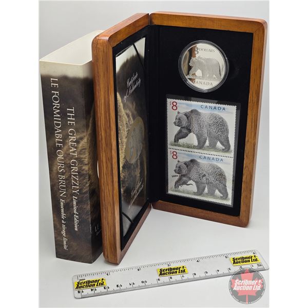 RCM Canada 2004 $8 Limited-Edition Stamp & Fine Silver Coin Set : The Great Grizzly (#11639 of 25888
