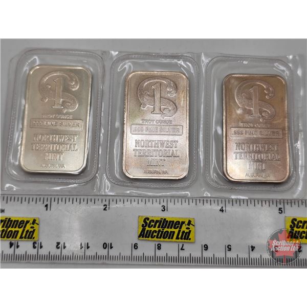 Silver Bullion Bars (3) : Northwest Territorial Mint   (Fine Silver .999 : One Ounce) (GST Exempt)