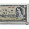 Image 3 : Canada $20 Bill 1954 : Beattie/Rasminsky #VE4814065 (See Pics for Varieties, Conditions, Serial Numb
