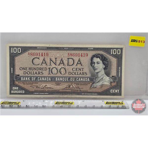 Canada $100 Bill 1954 : Lawson/Bouey #BJ8691419 (See Pics for Varieties, Conditions, Serial Numbers,