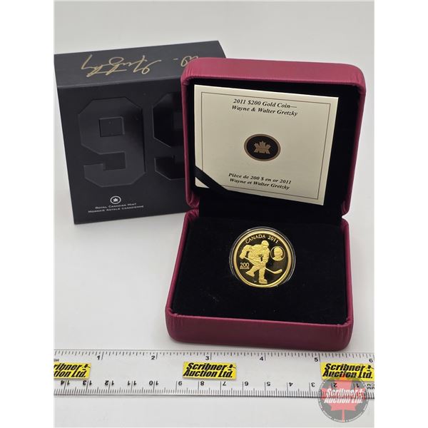 RCM Canada 2011 $200 Gold Coin : Wayne & Walter Gretzky (COA #570/999) Extremely low mintage : 999 c