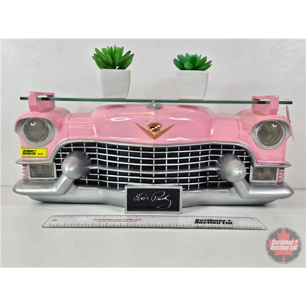 Elvis Pink Cadillac 3-D Front Lighted Wall Decor Shelf w/Faux Plants