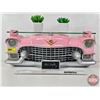 Image 1 : Elvis Pink Cadillac 3-D Front Lighted Wall Decor Shelf w/Faux Plants