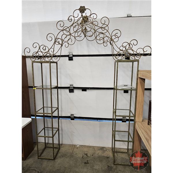 Arch Top Metal Display Rack w/Glass Shelves  (Measures : 96 H x 75 W x 10-1/2 D)