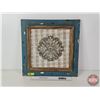 Image 1 : Rustic Framed Wall Décor w/Distressed Teal Frame & Central Medallion Design (Measures : 17"H x 17"W 
