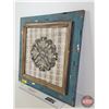 Image 2 : Rustic Framed Wall Décor w/Distressed Teal Frame & Central Medallion Design (Measures : 17"H x 17"W 