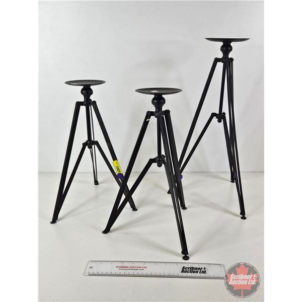 Tri-Pod Metal Candle Holders (3)  (Tallest Measures : 21 H)