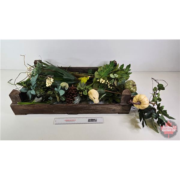 Rustic Wooden Grain Sifter Screen w/Selection of Faux Flora (Screen Measures : 6-3/4"H x 30"W x 20"D