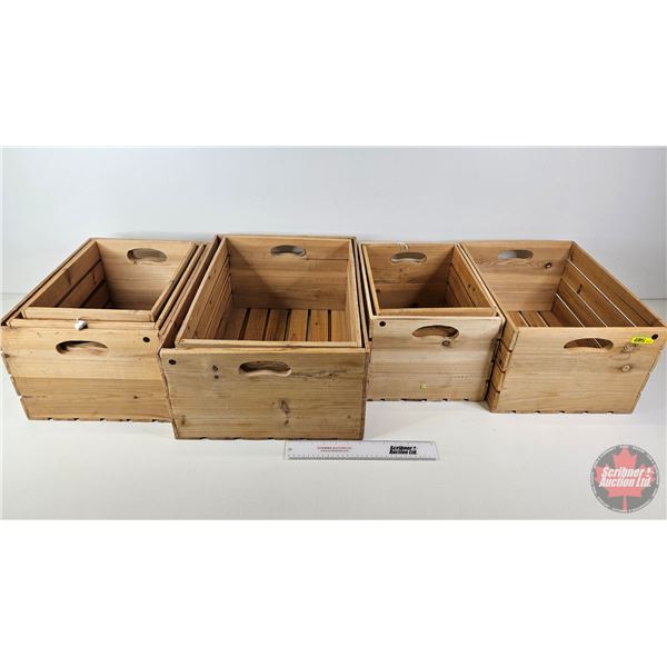 Wooden Crates (8)  (Largest Measures : 9-1/2 H x 22 W x 15-3/4 D)