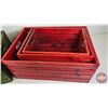 Image 2 : Green & Red Wooden Crates (8 Total)  - Red (3) - Green (5) (Largest Measures : 9-3/4"H x 22"W x 15-1