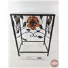 Image 4 : Metal Floral Glass Top Side Table w/Metal Floral Picture Frame (Table Measures : 21-1/4"H x 16"W x 1