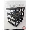 Image 7 : Wine Collector Combo : Black Wooden Wine Rack, Glasses (4), Place Mat & Cork Screw (Rack Measures : 