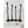 Image 1 : Black Twisted Metal Taper Candlestick Holders (4) (Tallest Measures : 16"H)