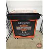 Image 1 : Harley Davidson Rolling Lockable Bar Cart w/Harley Davidson Bar Mat & Removeable Back Tray