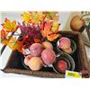 Image 3 : Home Décor Combo : Pillows (2), Metal Sign, Faux Flora & Fruit, Basket (Basket Measures : 8"H x 14-3