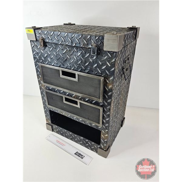 Metal Side Table w/Drawers (2) & Flip Top  (Note : Missing One Drawer) (Measures : 24-1/4"H x 17"W x