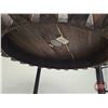 Image 6 : Industrial Style Gear Side Table : Wooden Top/Metal Legs  (Note: Cracks in Wood) (Measures : 30"H x 
