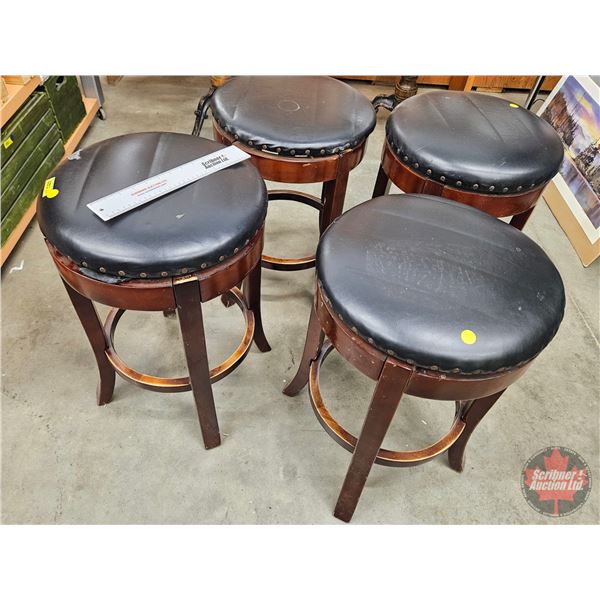 Swivel Stools w/Nail head Trim (4) (Measures : 24"H x 16-1/2"Dia) (Note : Need Work)