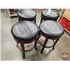 Image 3 : Swivel Stools w/Nail head Trim (4) (Measures : 24"H x 16-1/2"Dia) (Note : Need Work)
