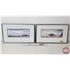 Image 1 : Framed Prints (2): Life is an Island Series by Gordon Henschel : Water Color Orcas  (Measures : 9-3/