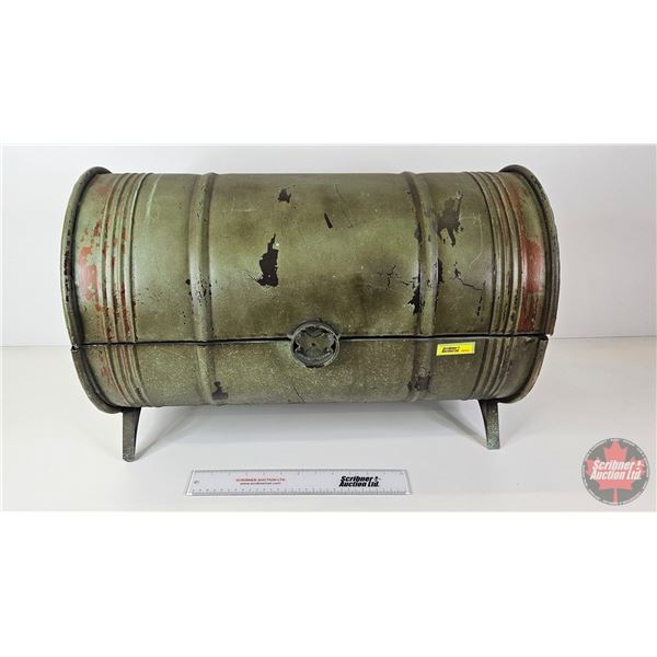Barrel Style Metal Chest  (Measures : 16-1/4"H x 23-1/2"W x 14"Dia)
